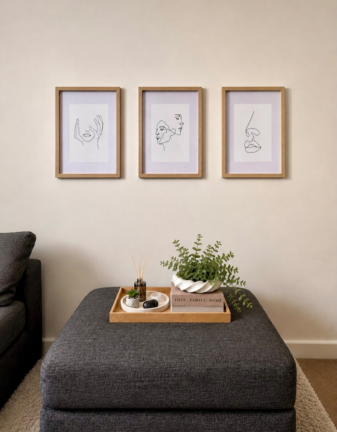 Lips Nose Simple Line Work Bedroom Wall Decor Print