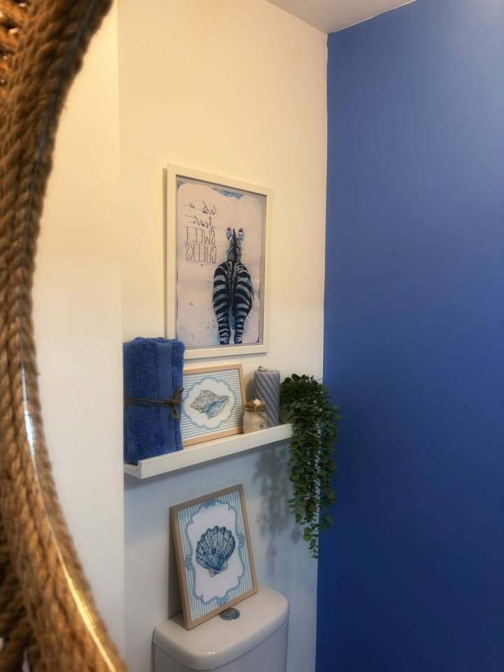 Blue And White Seashell Wall Art, Coastal Summer Print, Nautical Home Decor, Kitchen Illustration