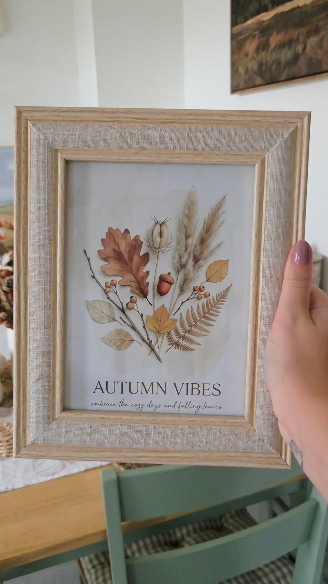 Autumn Vibes Wall Art, Embrace The Cozy Days And Falling Leaves Print, Rustic Home Decor