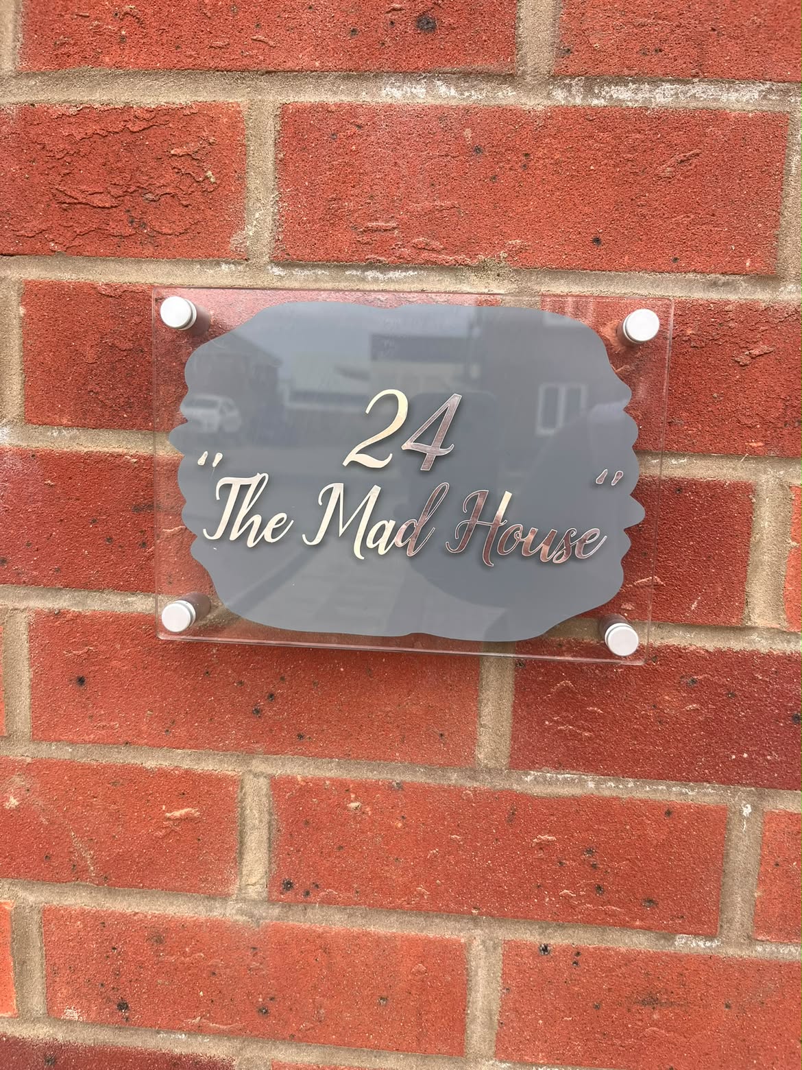 House Name/Number High Quality Acrylic Outdoor Or Inside Sign Including Fixtures & Standoffs