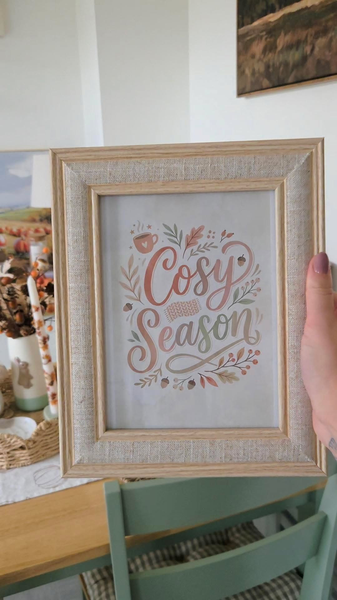 Cosy Season Autumn Wall Art, Warm Typography Print, Rustic Home Decor, Seasonal Illustration