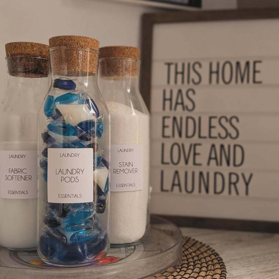 Laundry & Cleaning Personalised Jar Labels Sticker Bundle Fine Font - 12 Labels