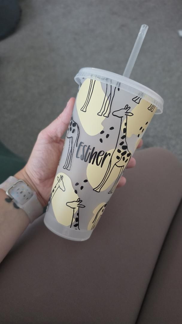 Giraffe Tumbler Venti Cold Cup 24oz - With Straw