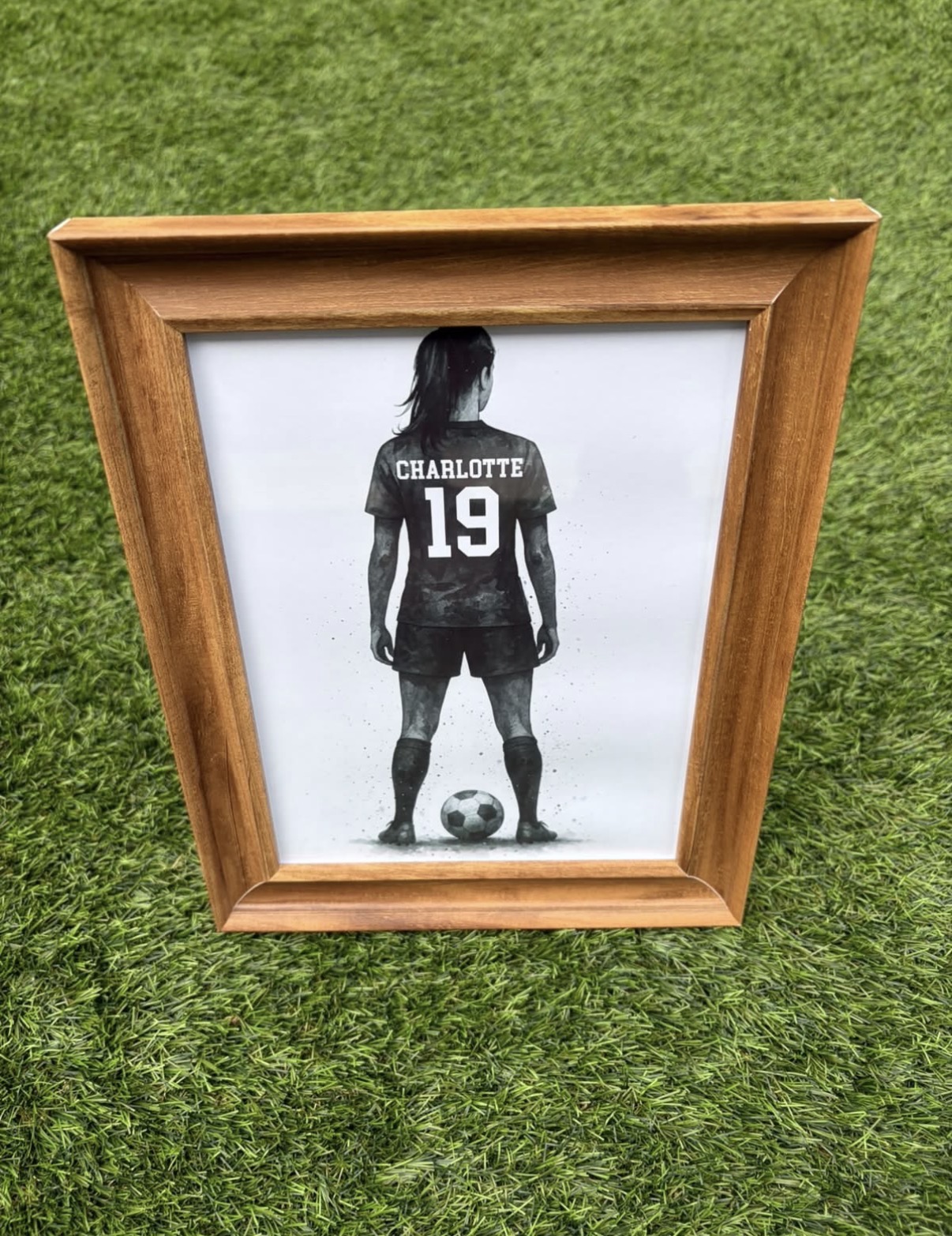Personalised Girls Football Poster – Custom Name & Number, Soccer Wall Art for Kids Room