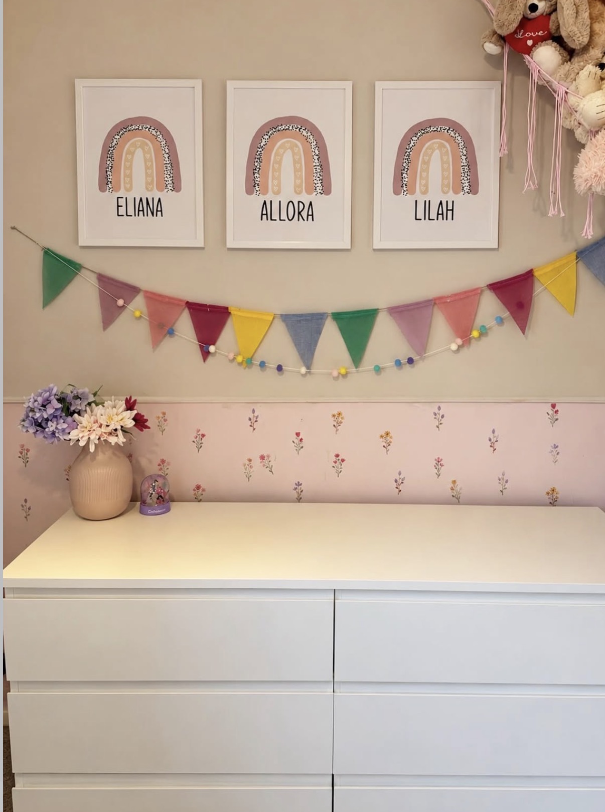 Personalised Earthy Pinks Rainbow Name Boho Children's Room Wall Bedroom Decor Print