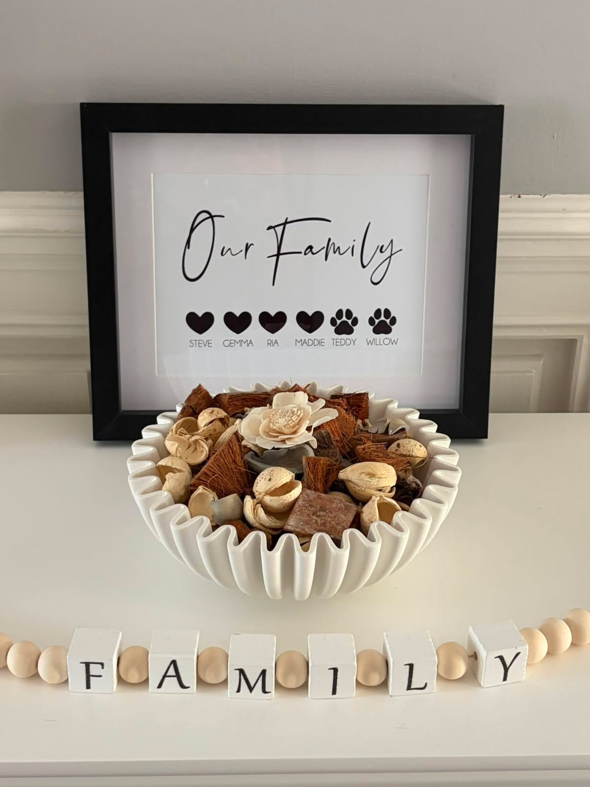 Our Family Personalised Pets Names Animal Wall Decor Simple Print