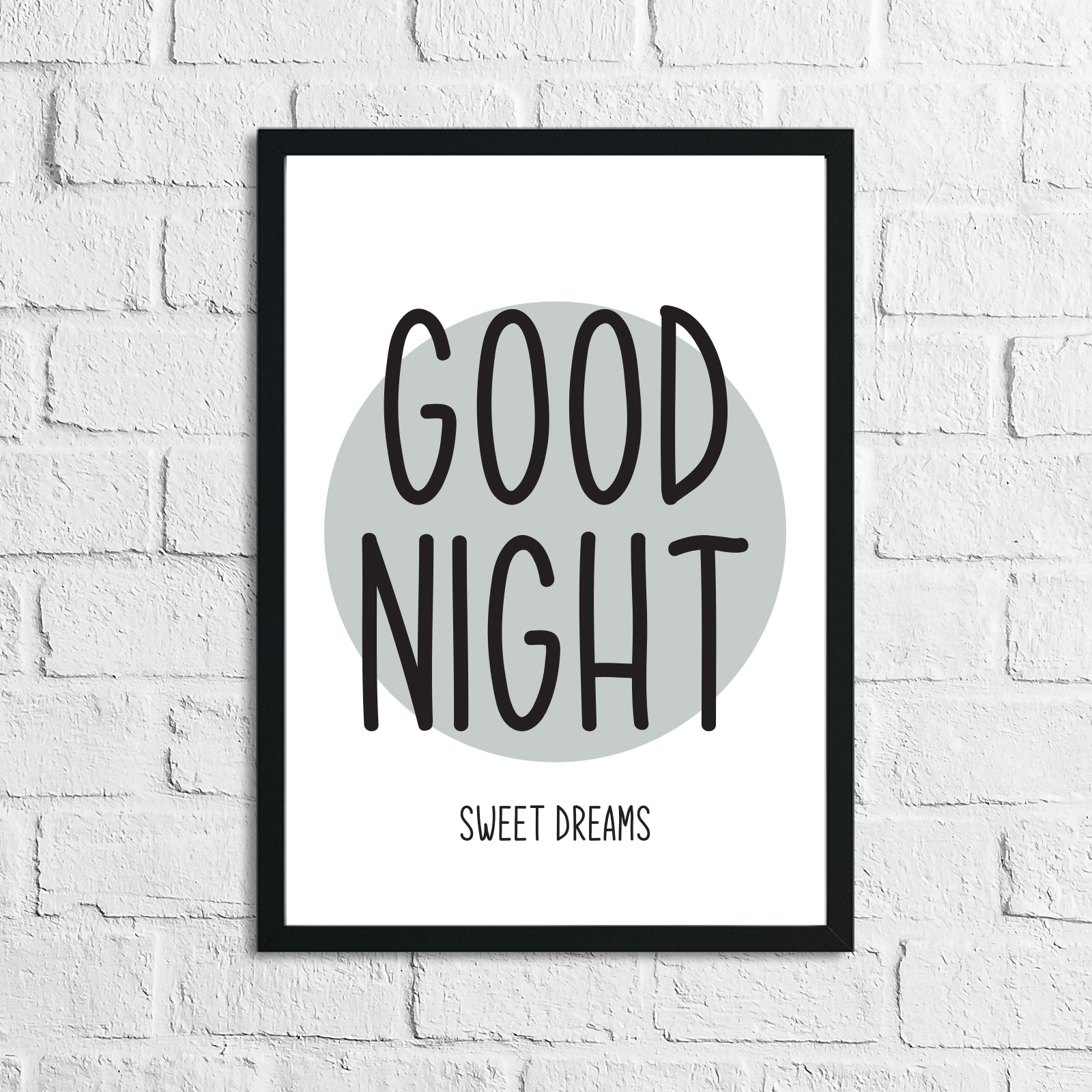 Goodnight Sweet Dreams Grey Children's Teenager Room Wall Decor Print