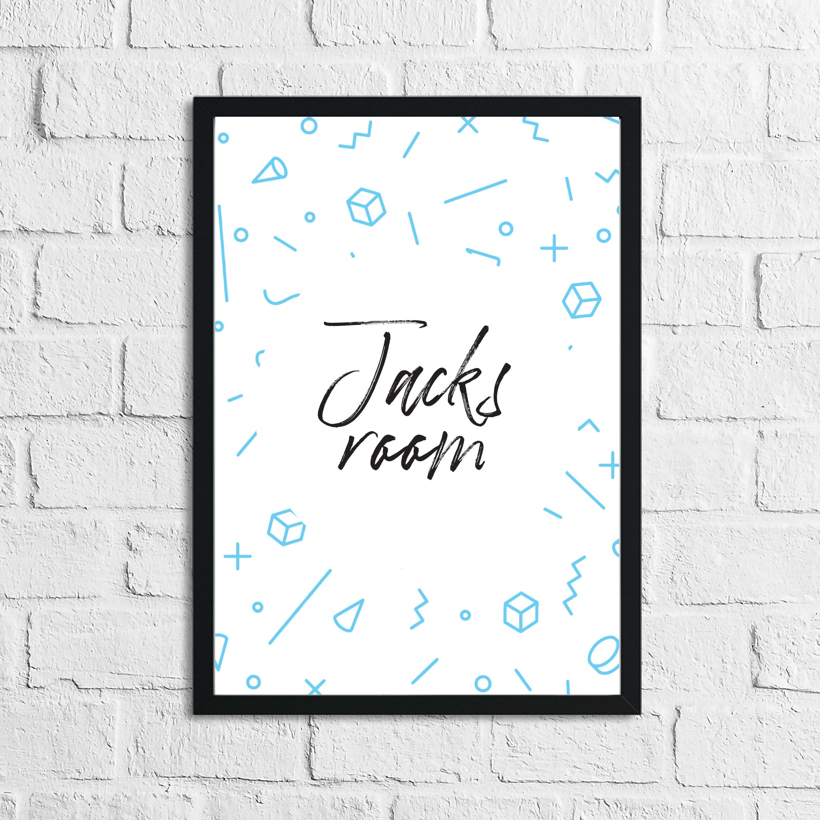 Personalised Blue Geometric Children's Room Wall Decor Print