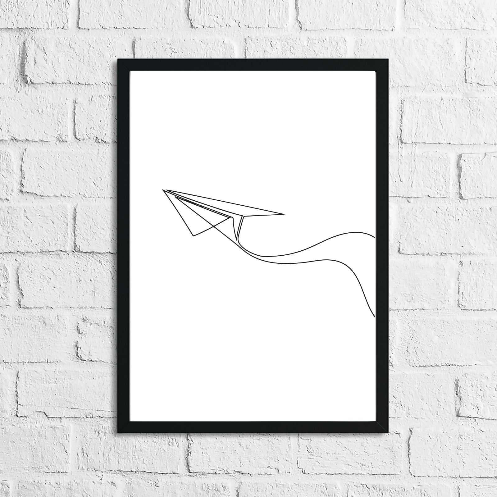 Simple Paper Plane Line Work Bedroom Wall Decor Print