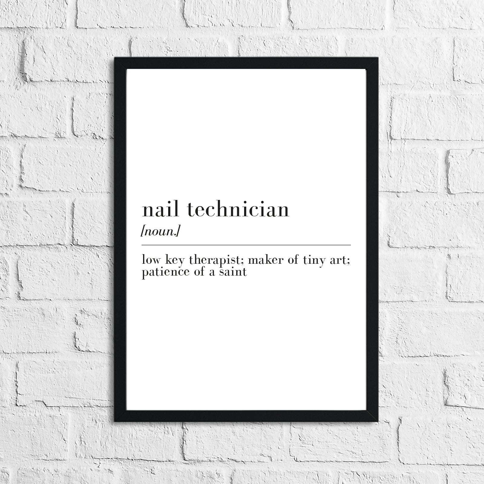 Nail Technician Definition Dressing Room Simple Wall Decor Print