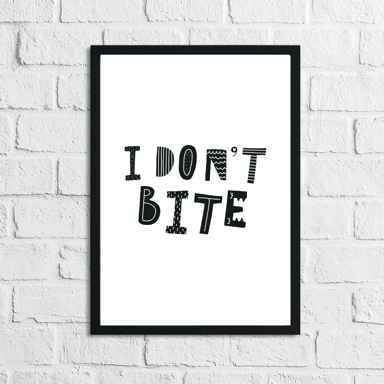 Scandinavian I Don't Bite Children's Nursery Bedroom Wall Decor Print