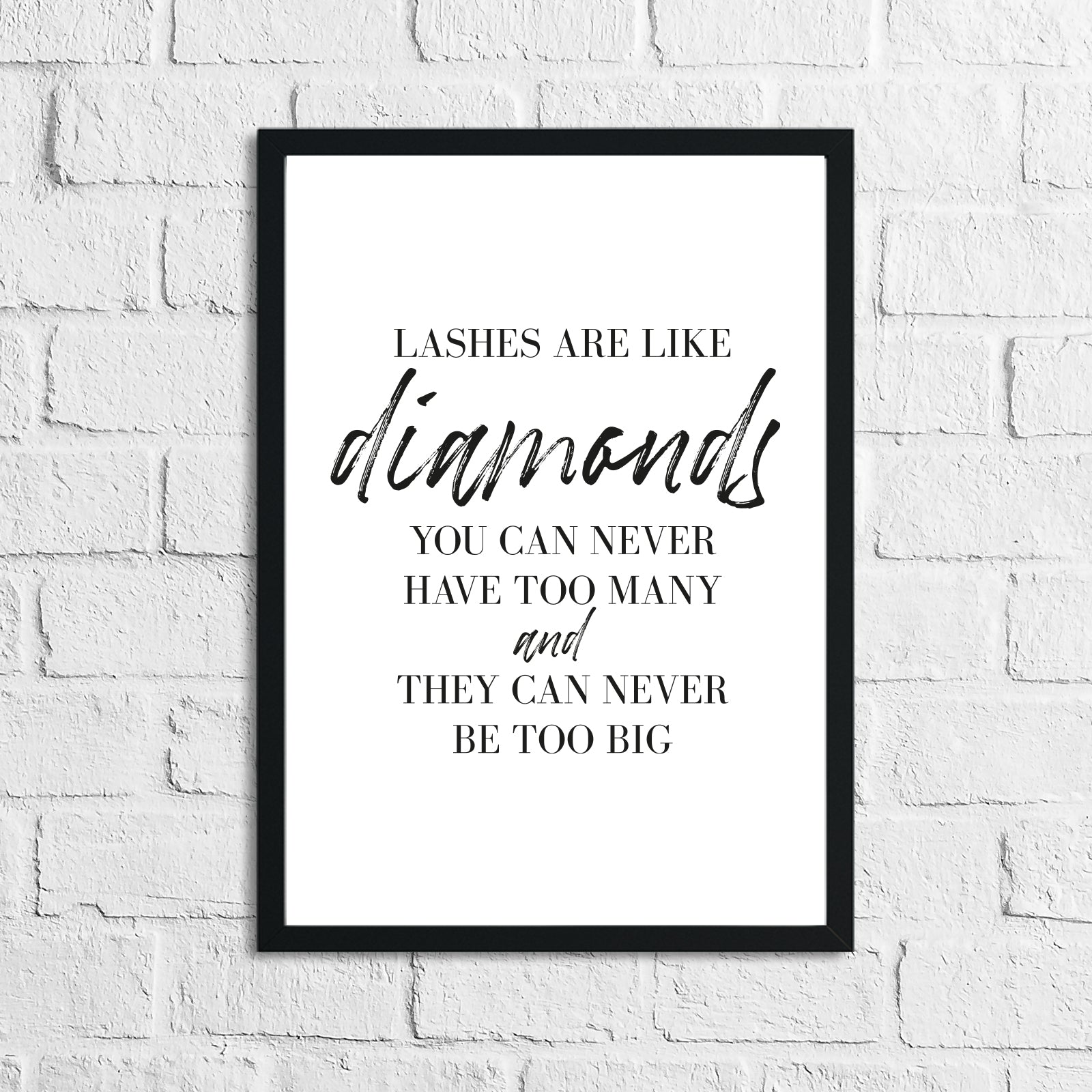 Lashes Are Like Diamonds Dressing Room Simple Wall Decor Print