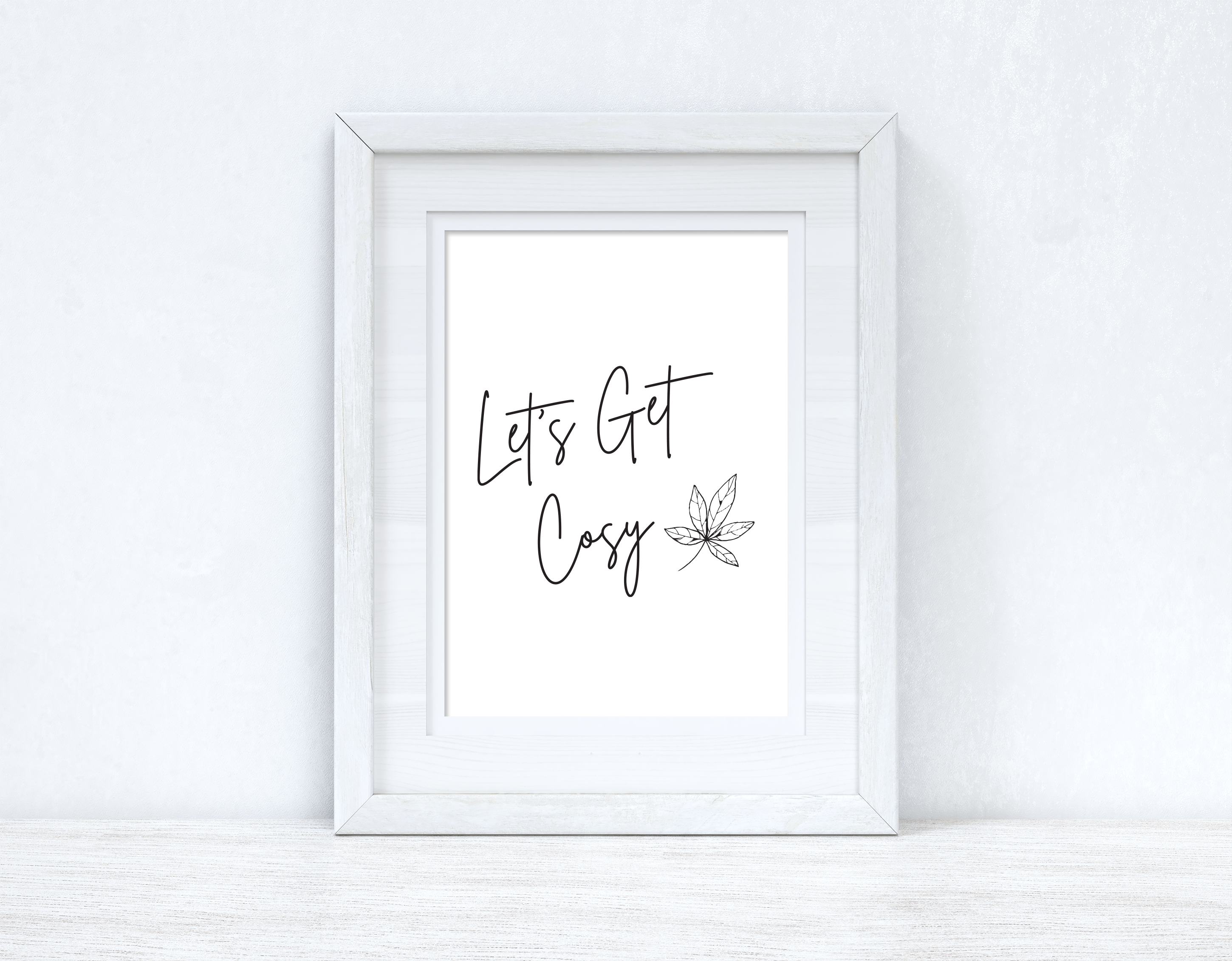 Let's Get Cosy Line Work Autumn Seasonal Wall Home Decor Print