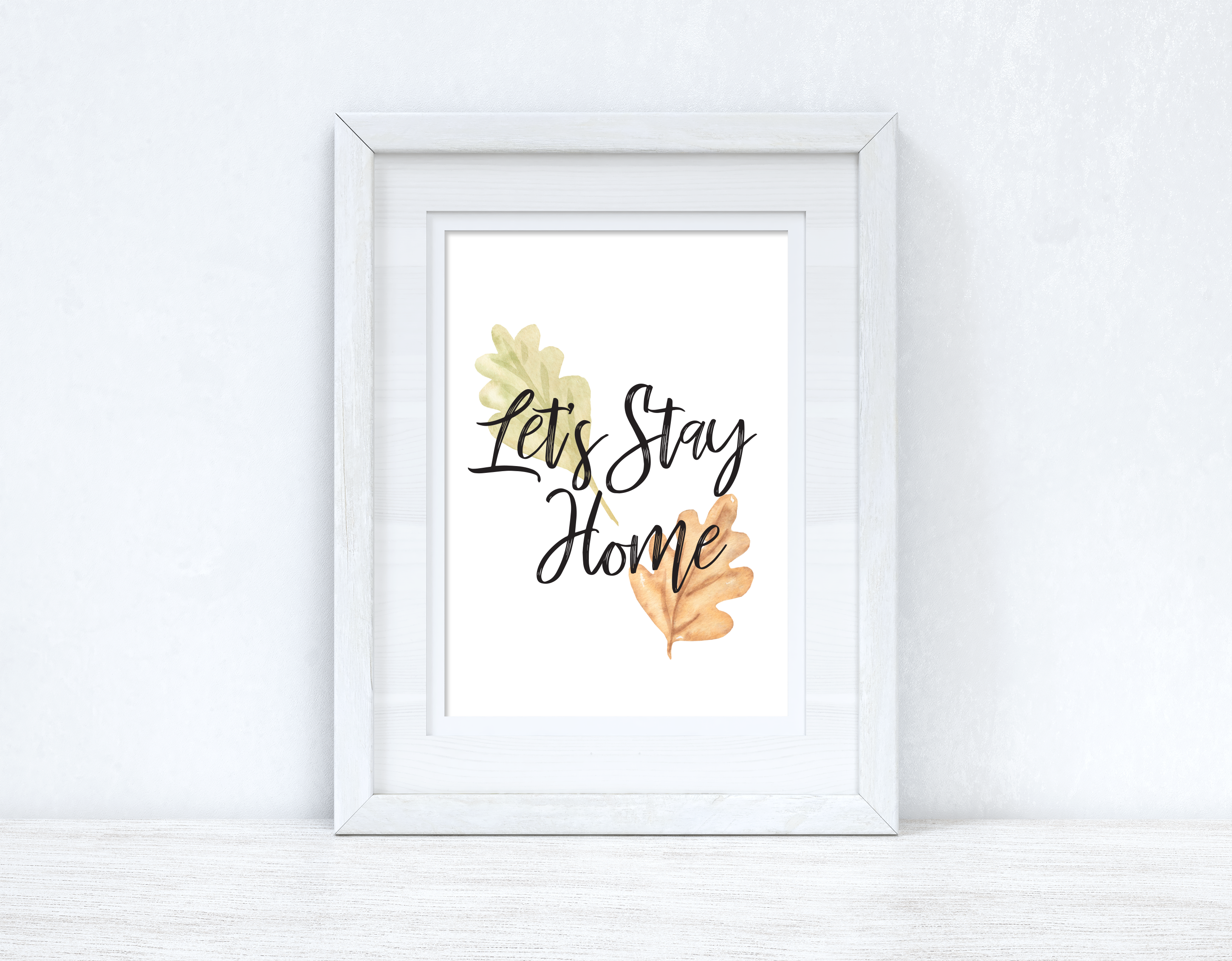 Let's Stay Home Autumn Seasonal Wall Home Decor Print