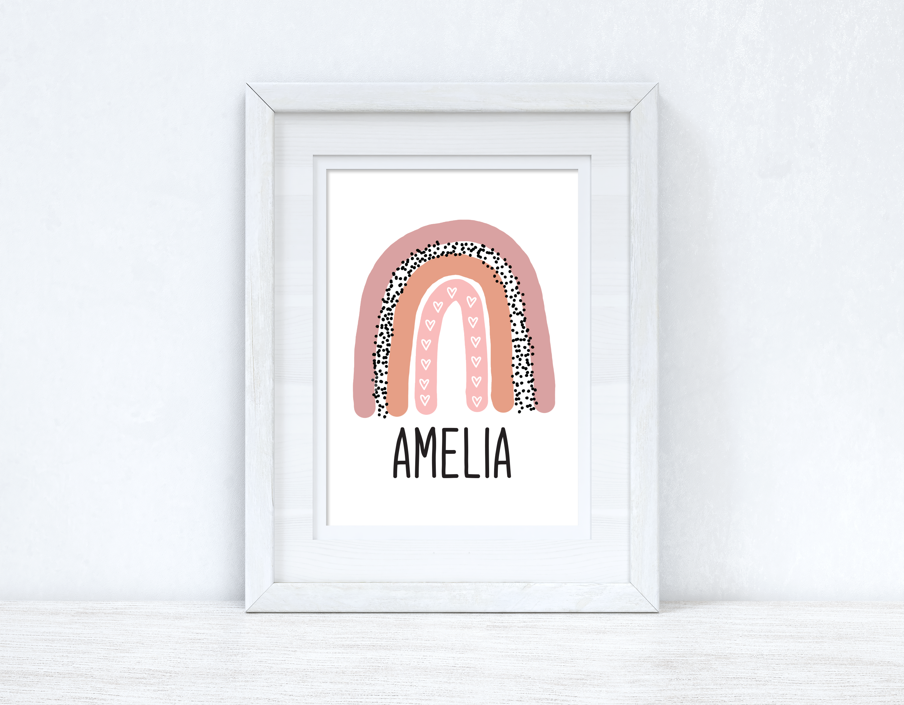 Personalised Earthy Pinks Rainbow Name Boho Children's Room Wall Bedroom Decor Print