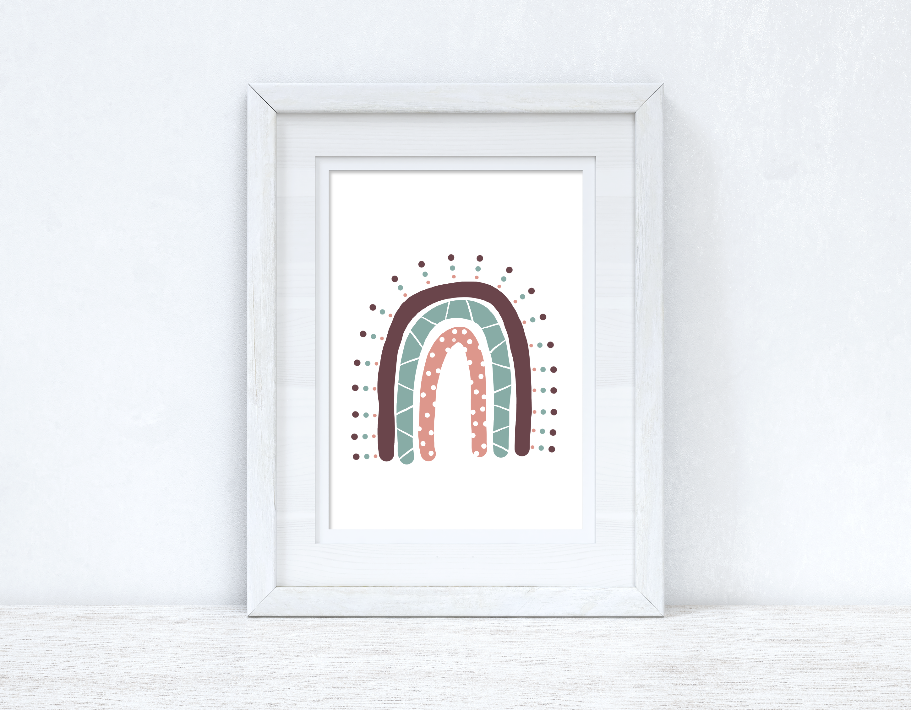 Earthy Dotted Rainbow Boho Children's Room Wall Bedroom Decor Print