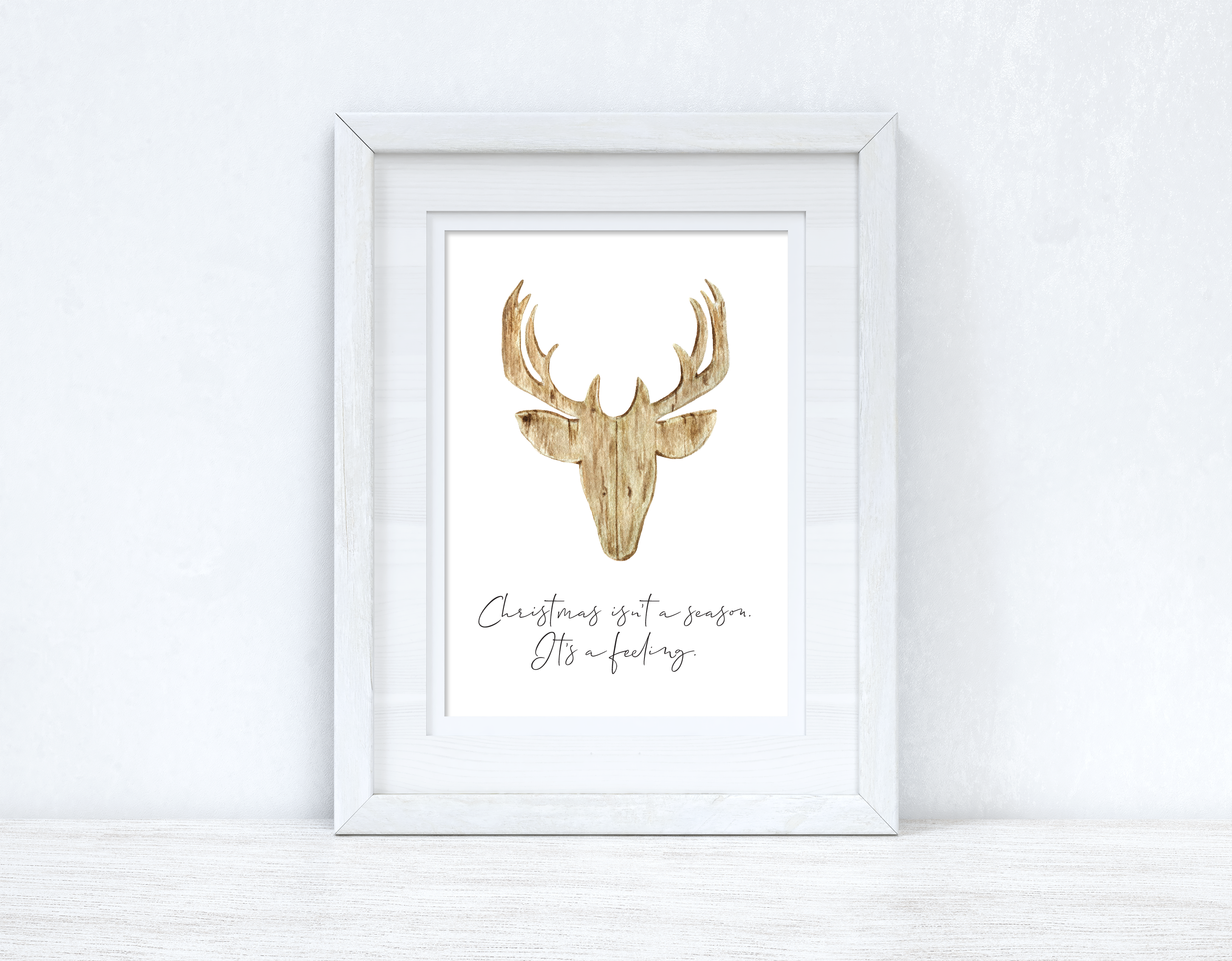 Stag Rustic Christmas Quote Seasonal Wall Home Decor Print