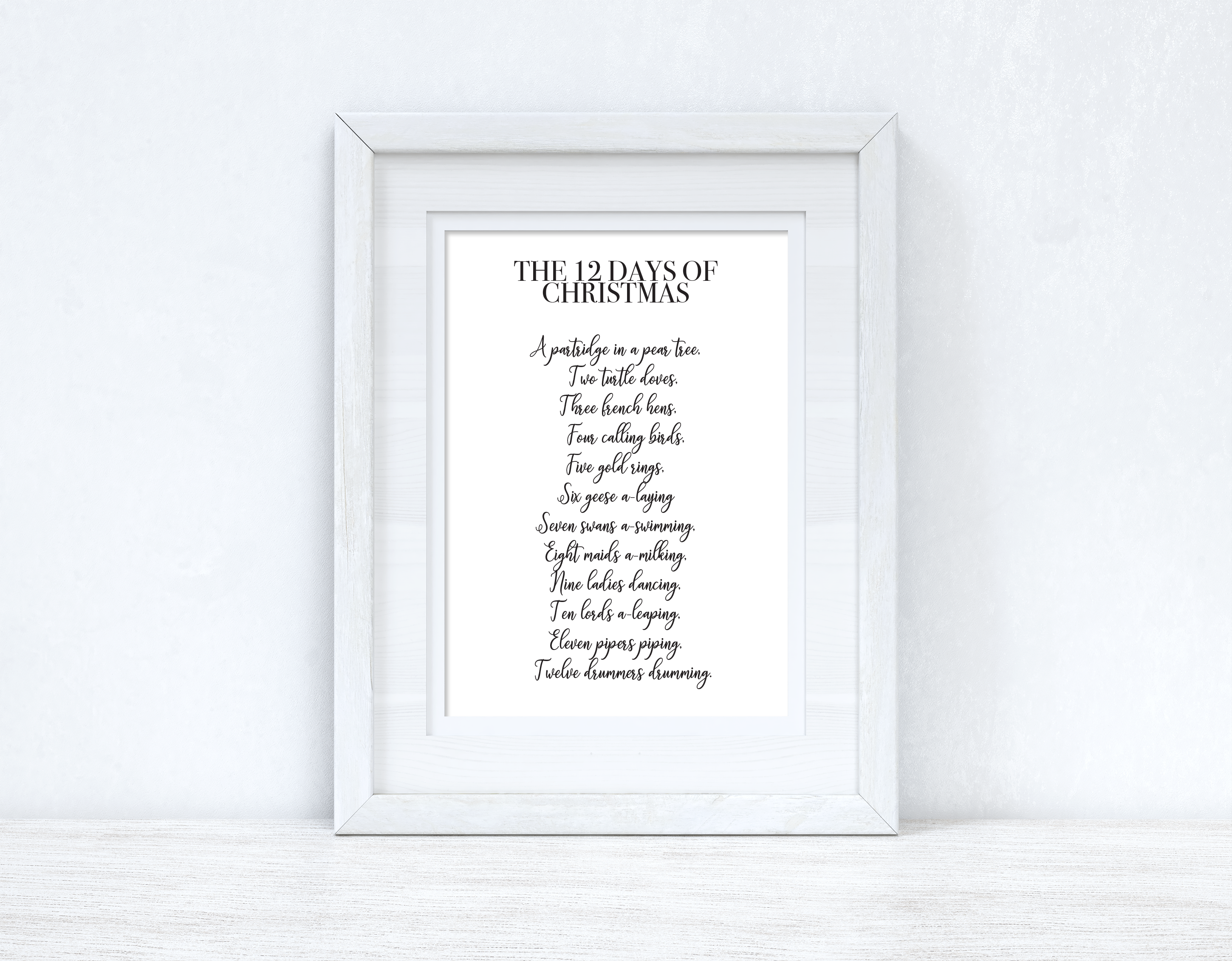 The 12 Days Christmas Seasonal Wall Home Decor Print