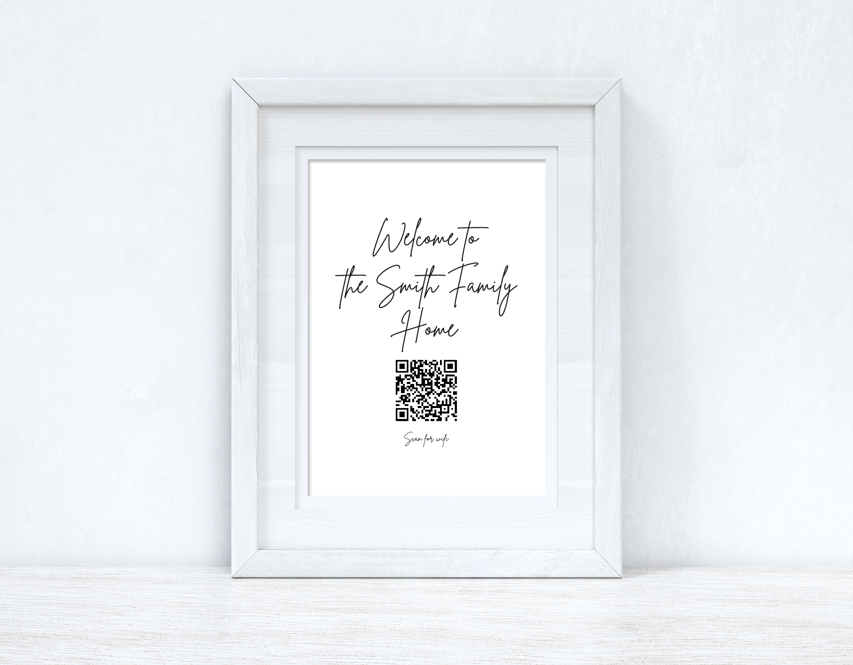 Personalised Welcome To The Surname Family Home Wifi QR Scan Home Wall Decor Print