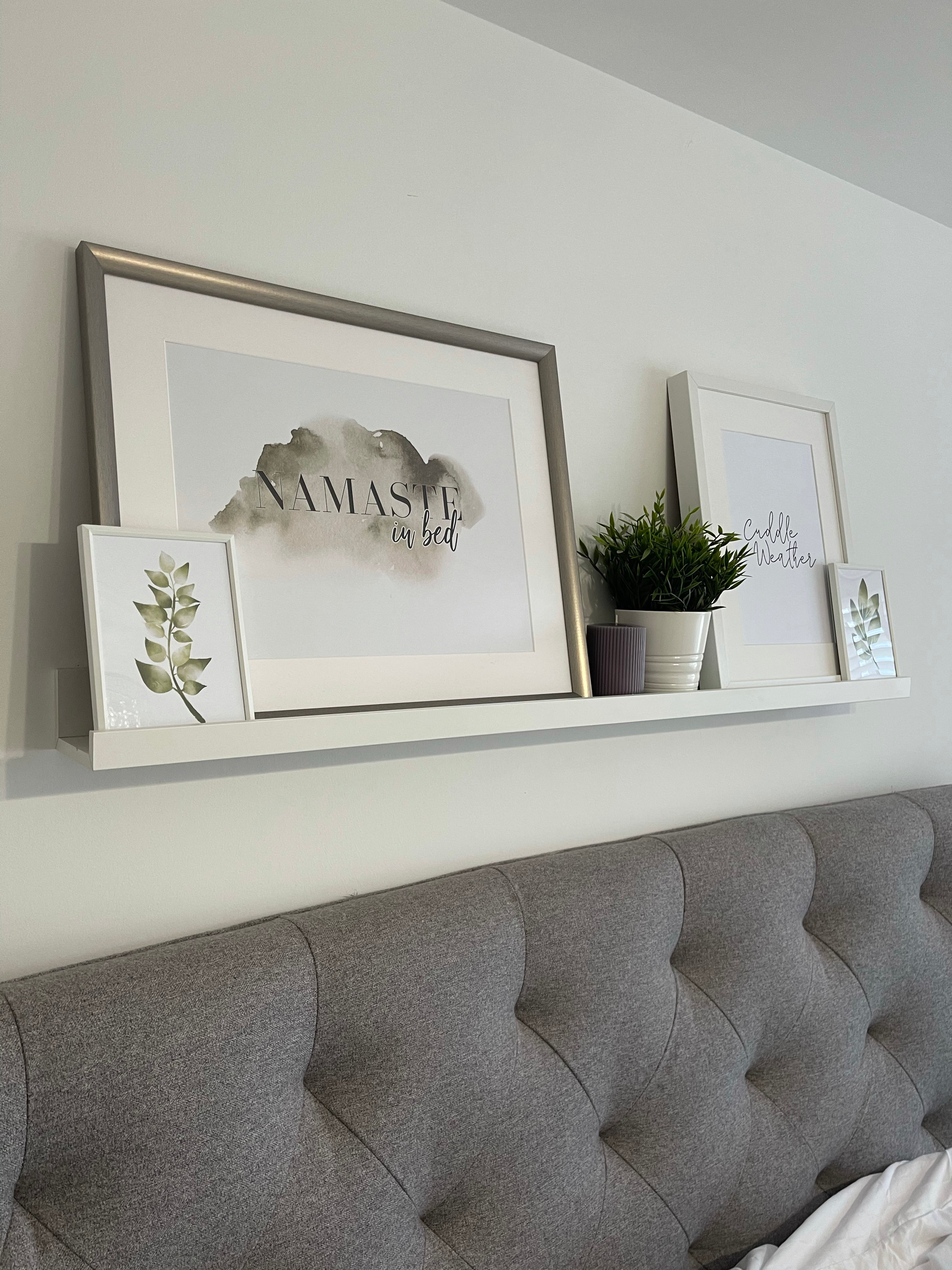 Namaste In Bed Landscape Green Watercolour Bedroom Home Simple Decor Wall Print