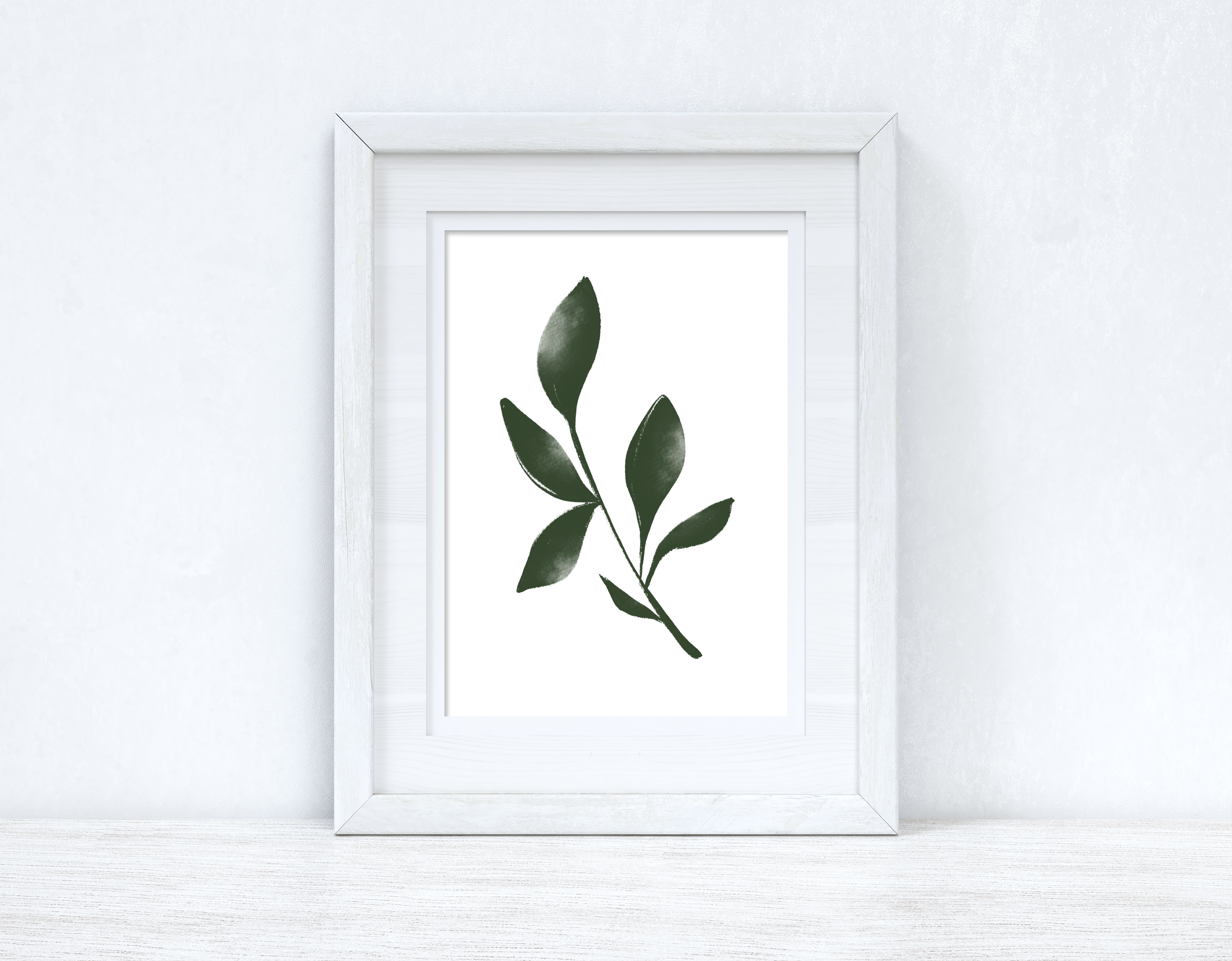 Green Watercolour Leaf 3 Bedroom Home Wall Decor Print