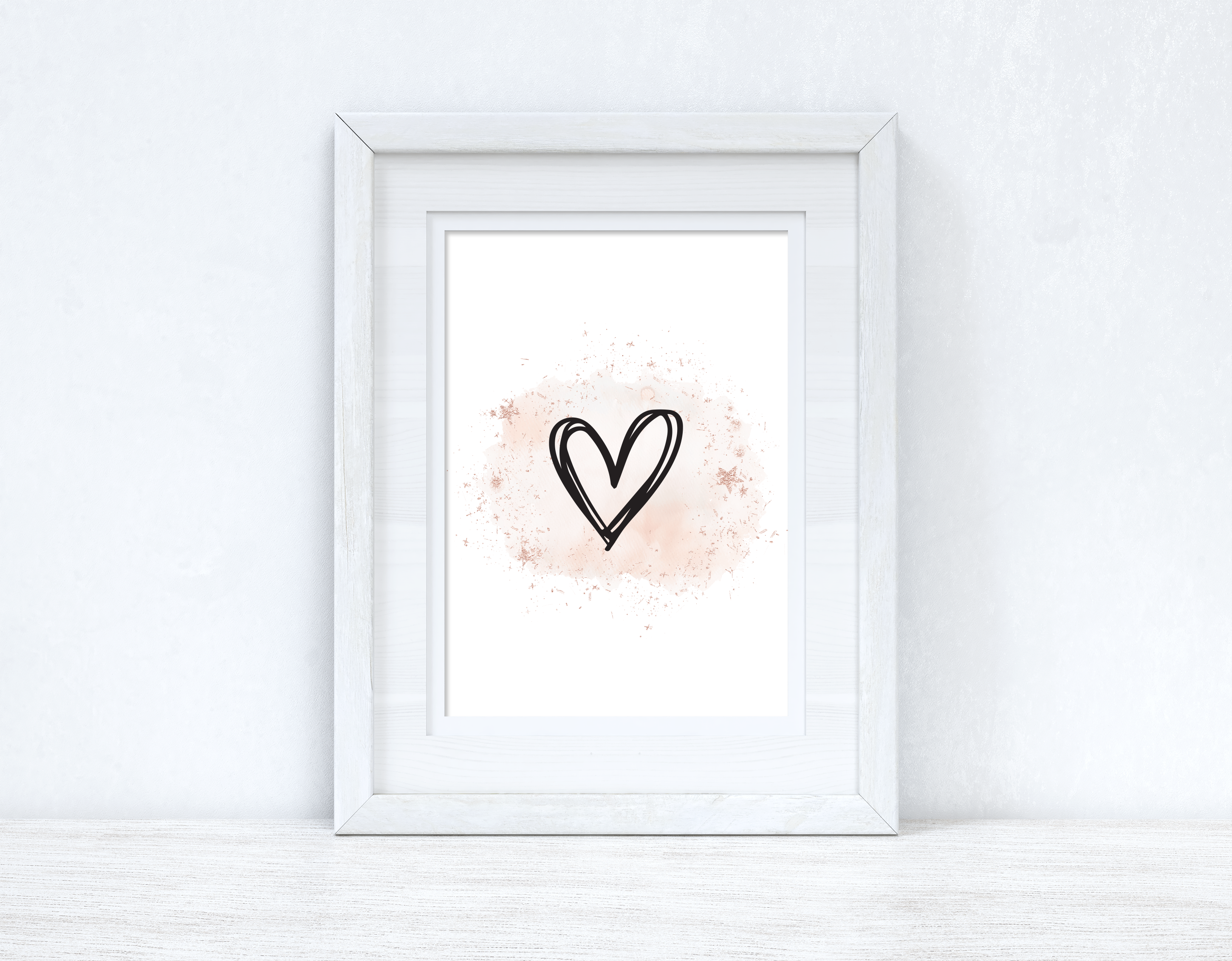 Heart On Rose Gold Simple Home Bedroom Wall Decor Print