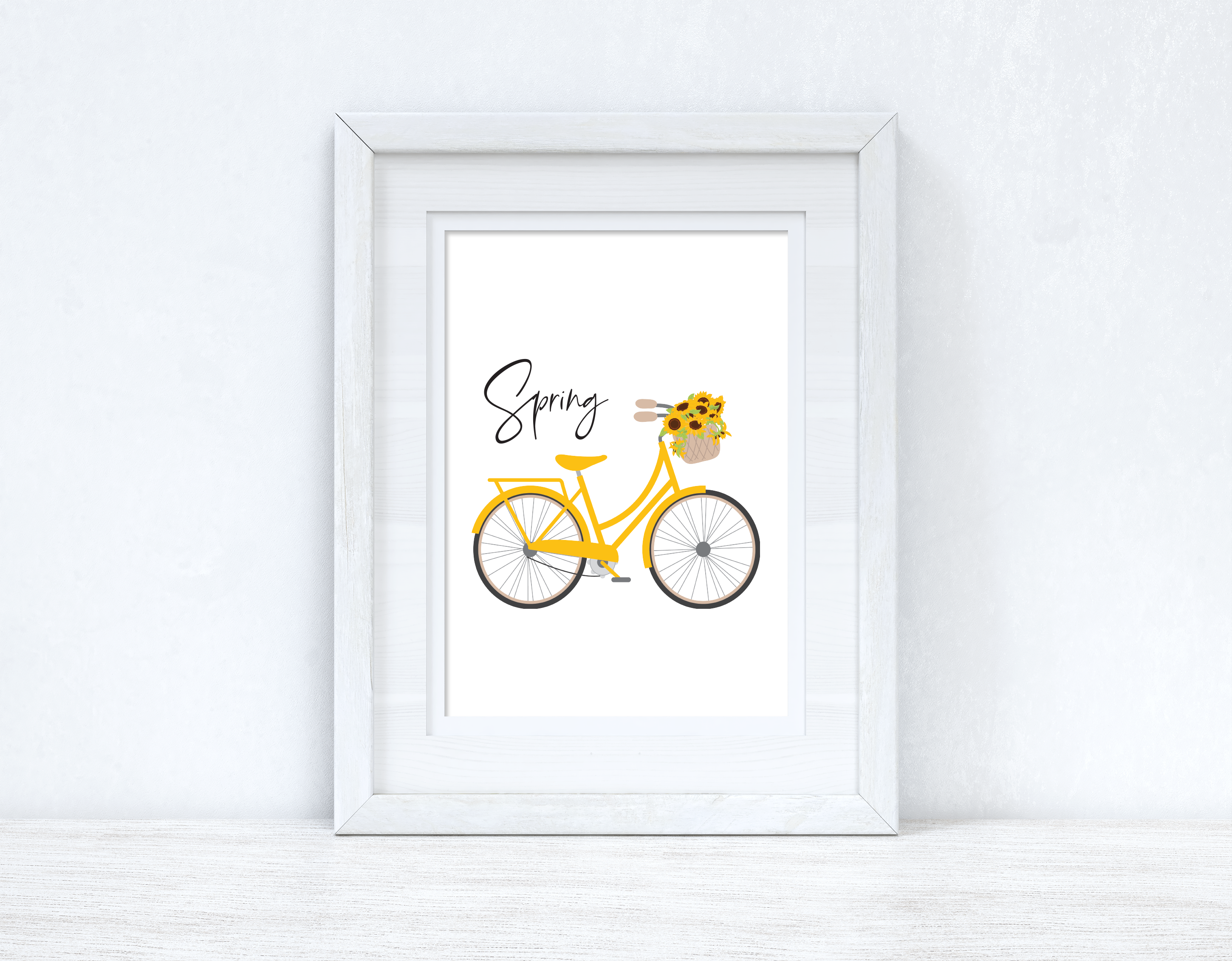 Spring Yellow Bike Spring Seasonal Wall Home Decor Print