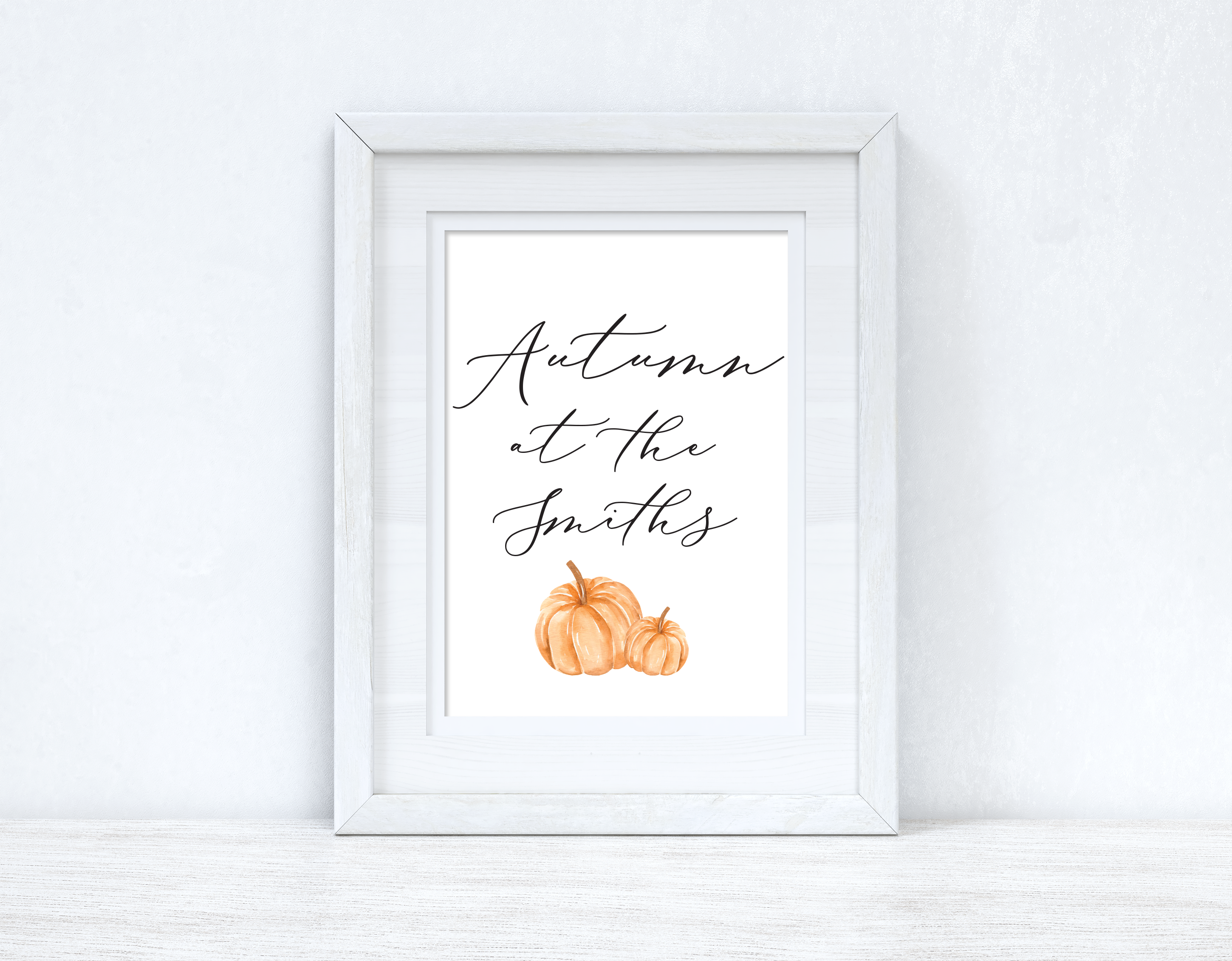 Personalised Autumn At The Surname Pumpkin Autumn Seasonal Wall Home Decor Print