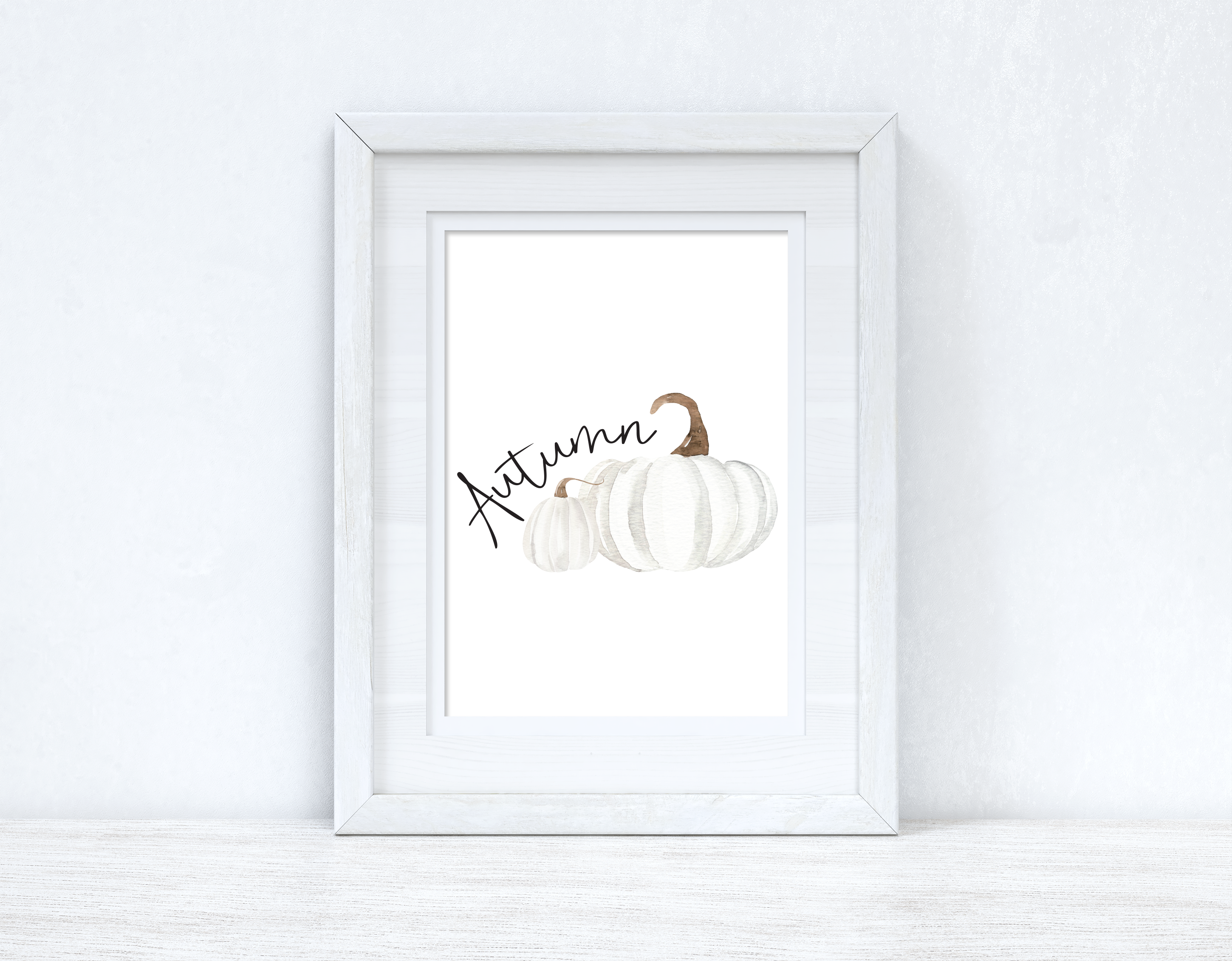 Autumn White Pumpkins Autumn Seasonal Wall Home Decor Print