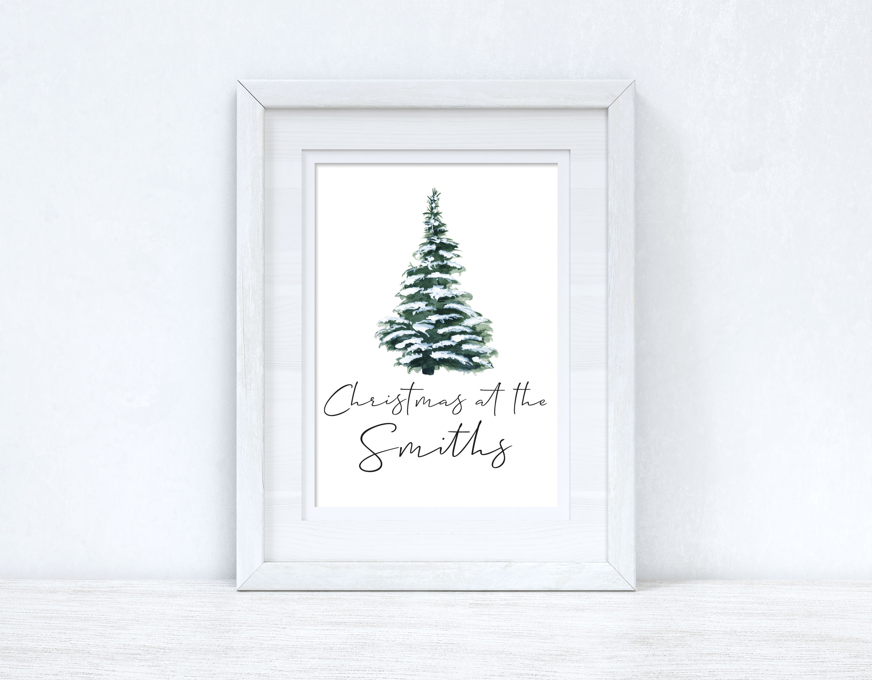 Personalised Christmas At The Surname Tree Winter Christmas Seasonal Wall Home Decor Print