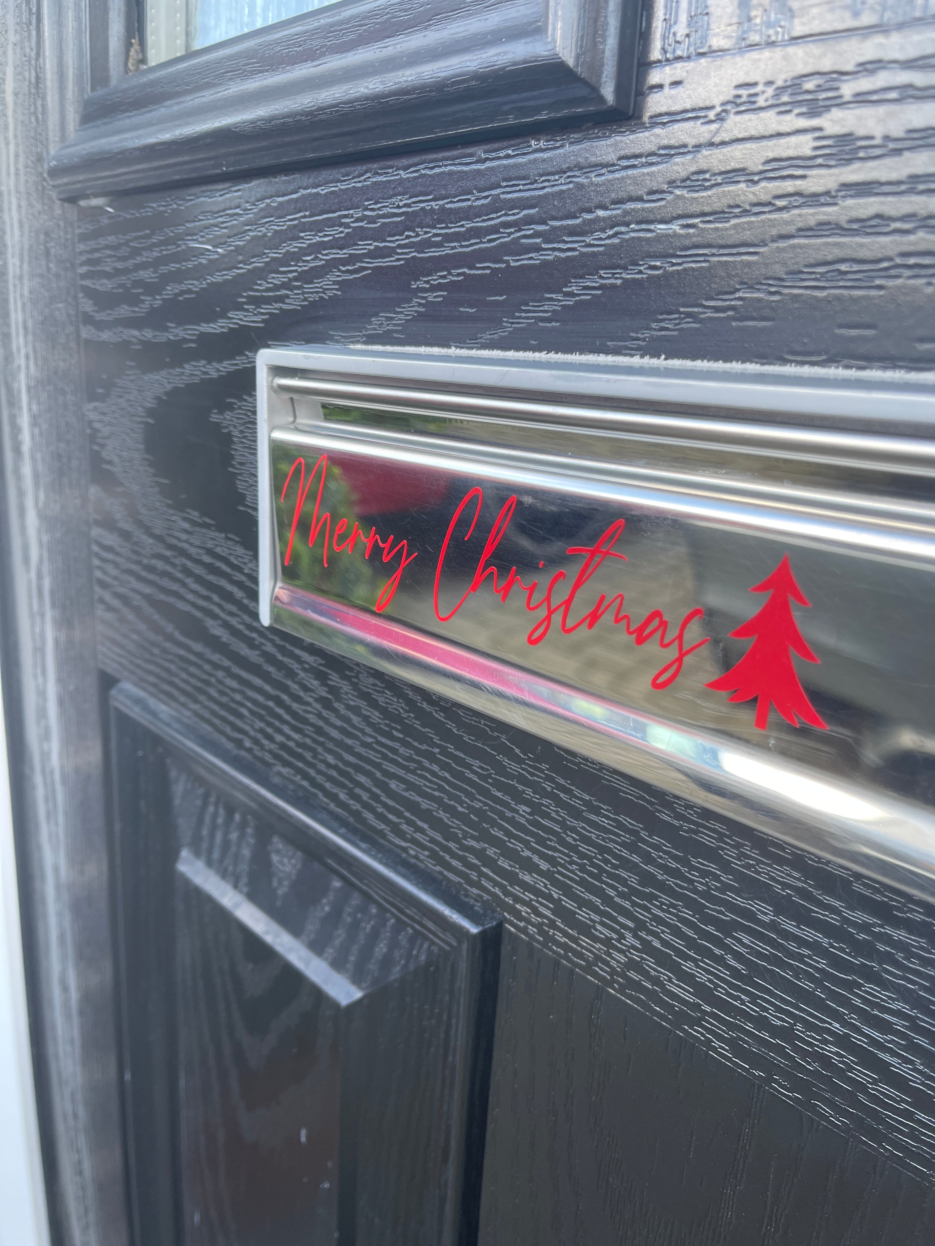 Merry Christmas Tree Letter Box Letterbox Decor House Sticker Label