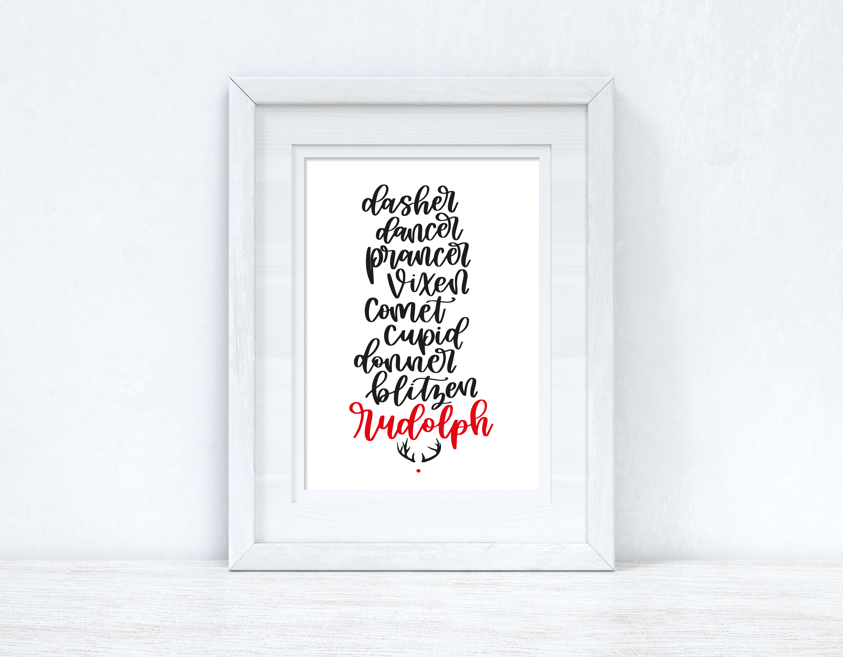 Santa Claus's Reindeer List Seasonal Wall Home Decor Print