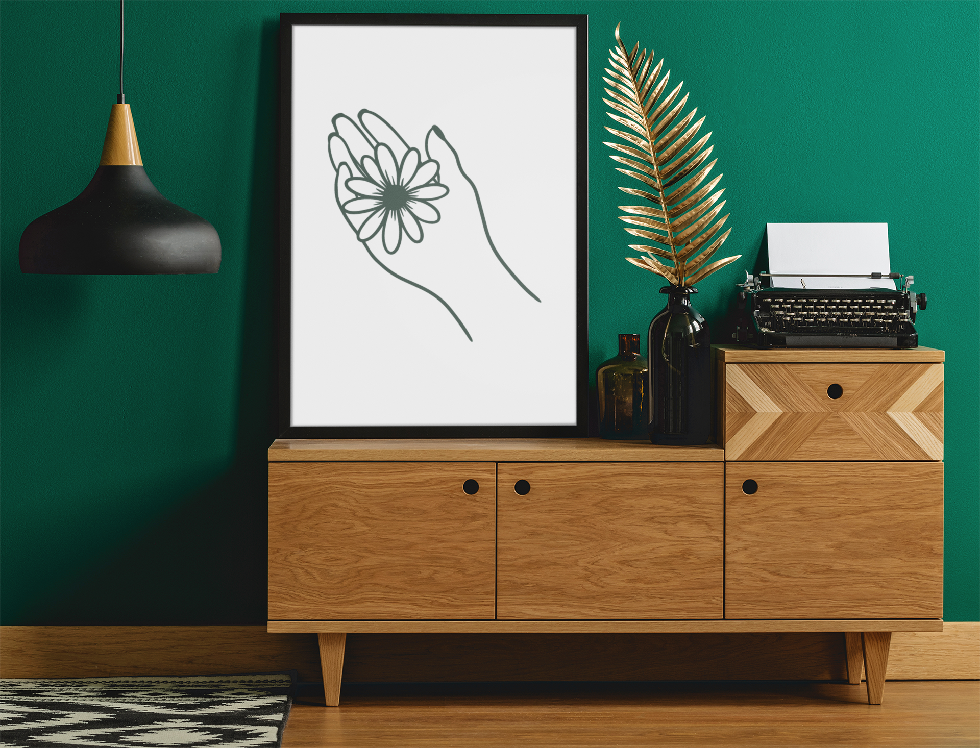 Floral Hand Boho Hippie Simple Home Wall Decor Print