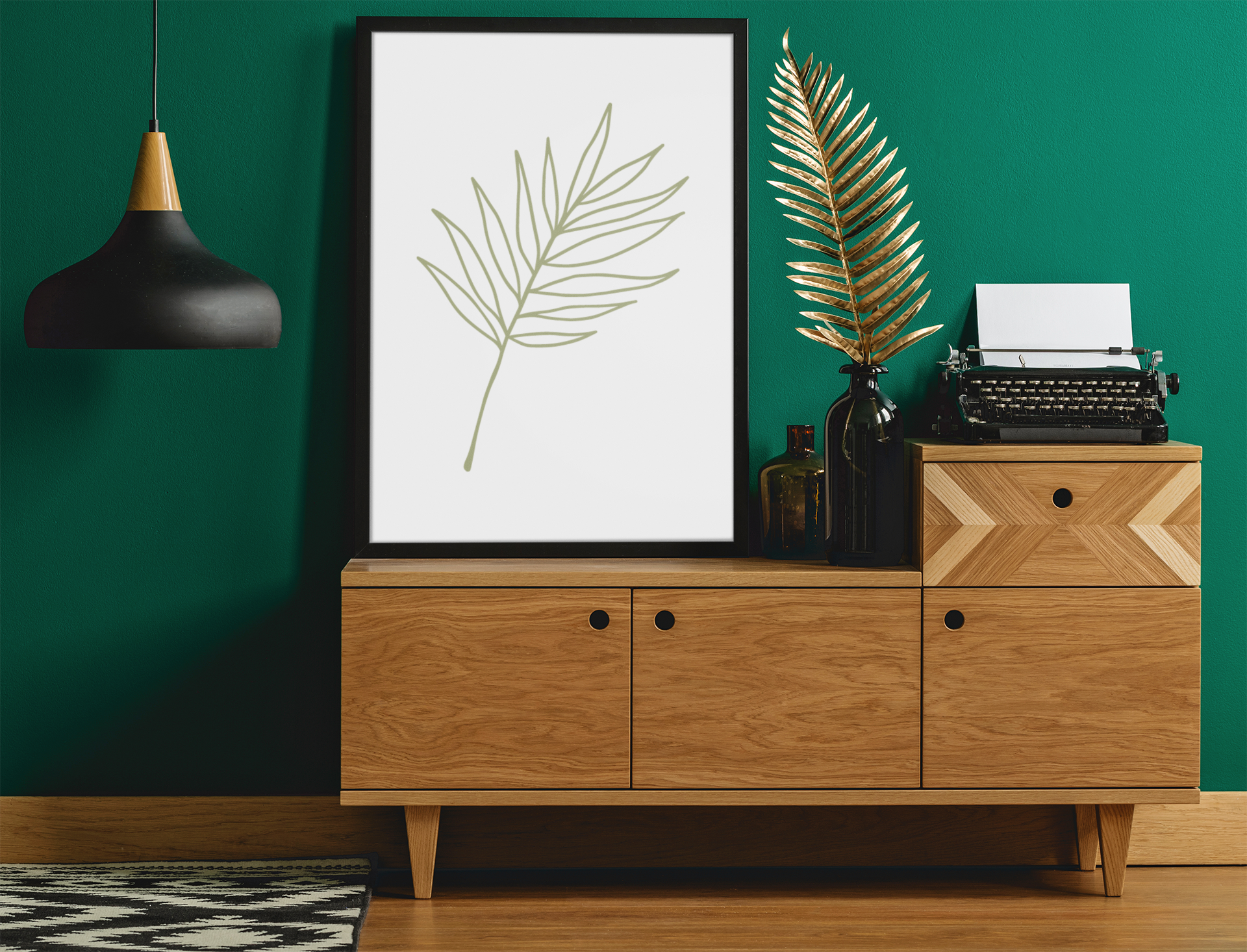 Boho Palm Leaves Boho Hippie Simple Home Wall Decor Print