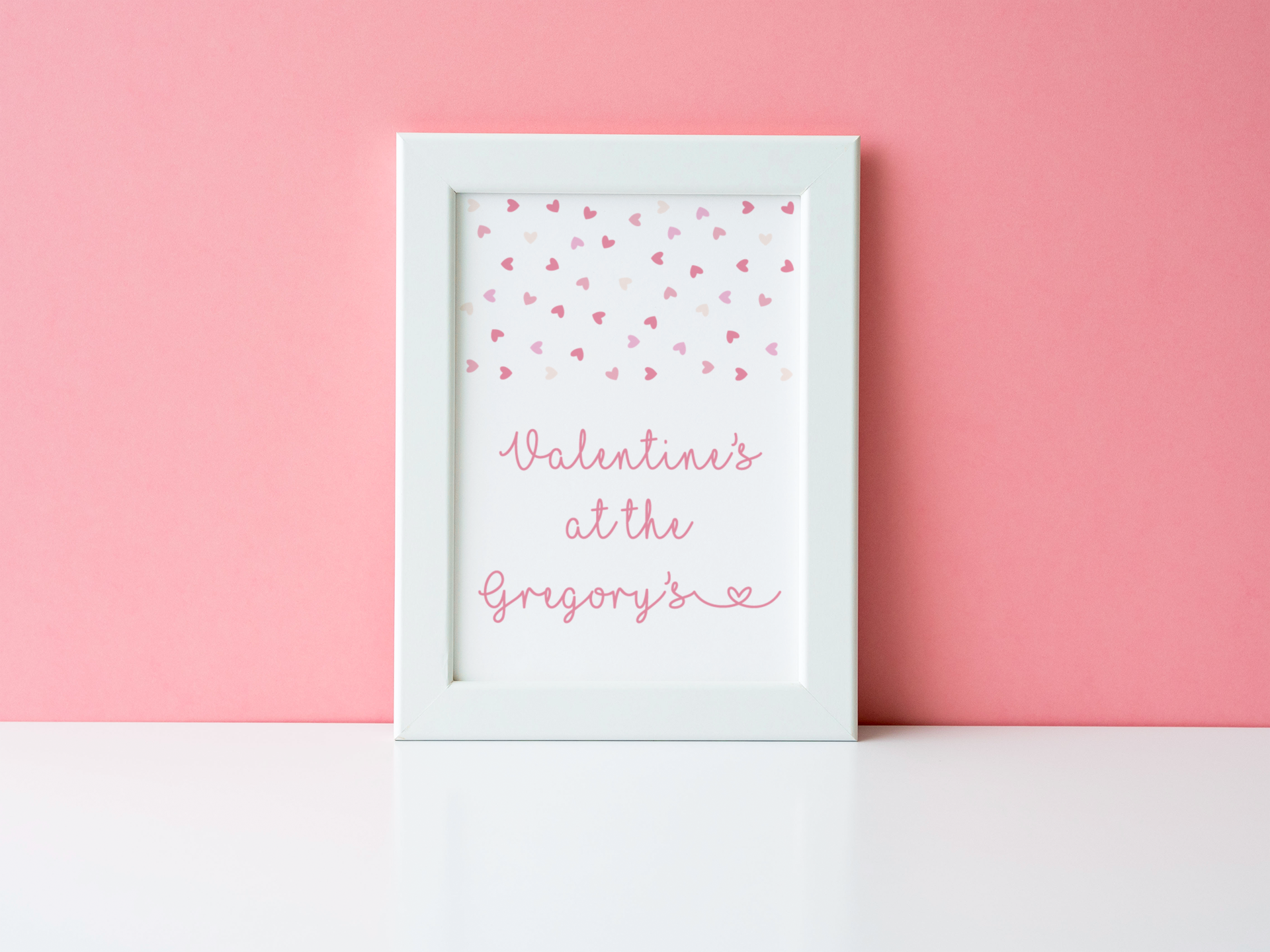 Personalised Valentine's At Surname Hearts Valentine's Day Home Wall Decor Print