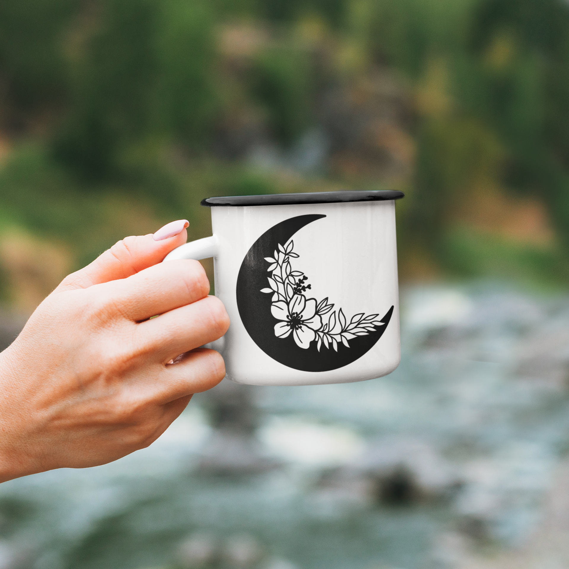 Floral Moon 2 Boho Mug