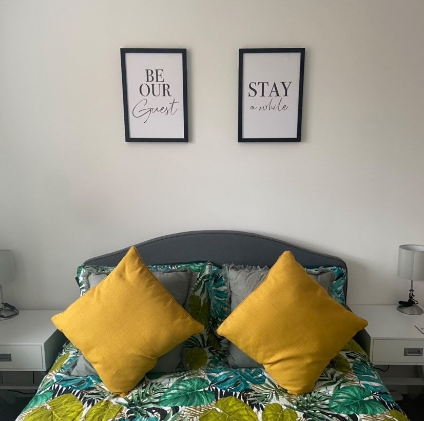 Stay A While Bedroom Guest Room Wall Decor Print