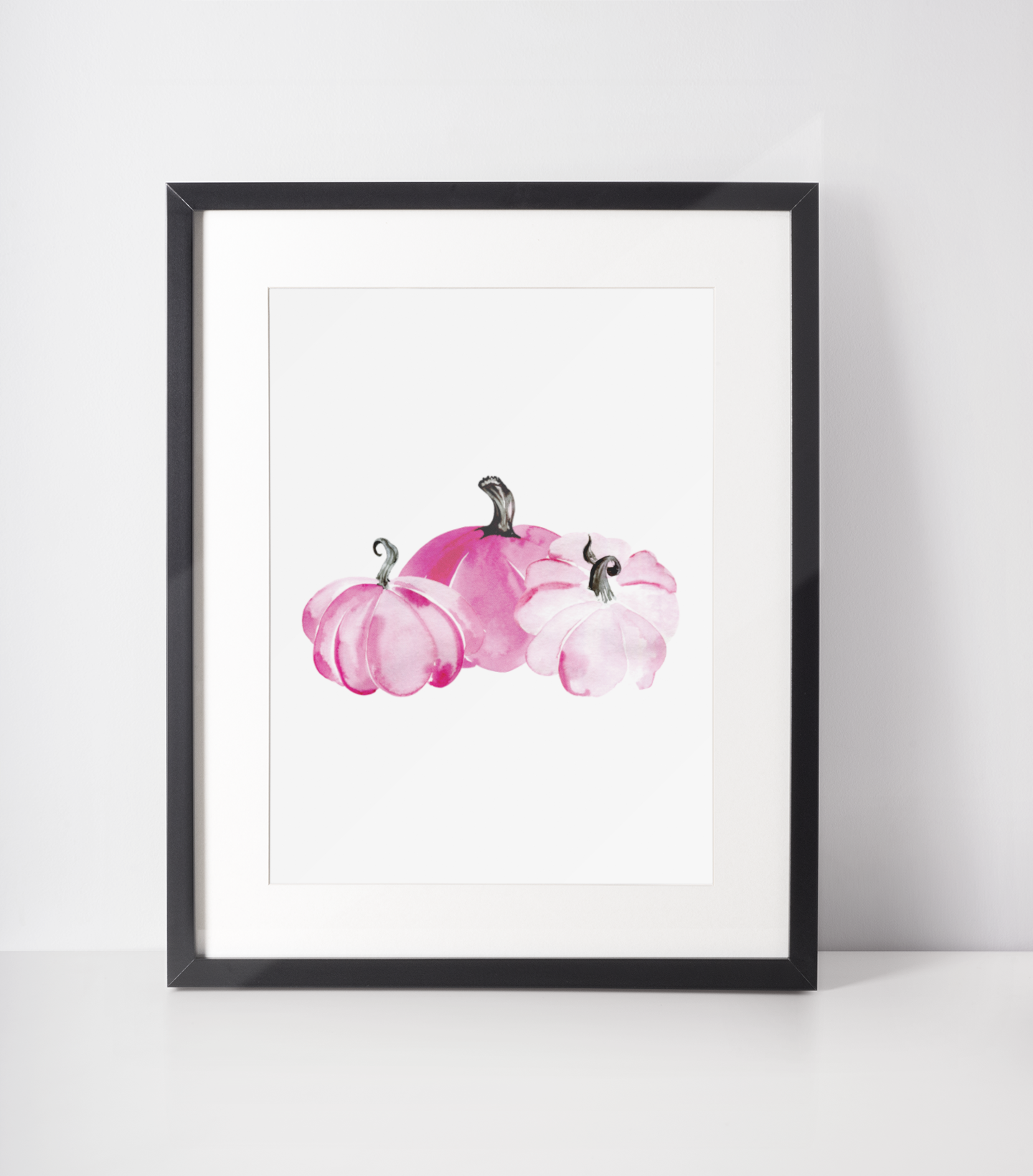 Pink Pumpkin Trio Autumn Seasonal Wall Home Decor Print