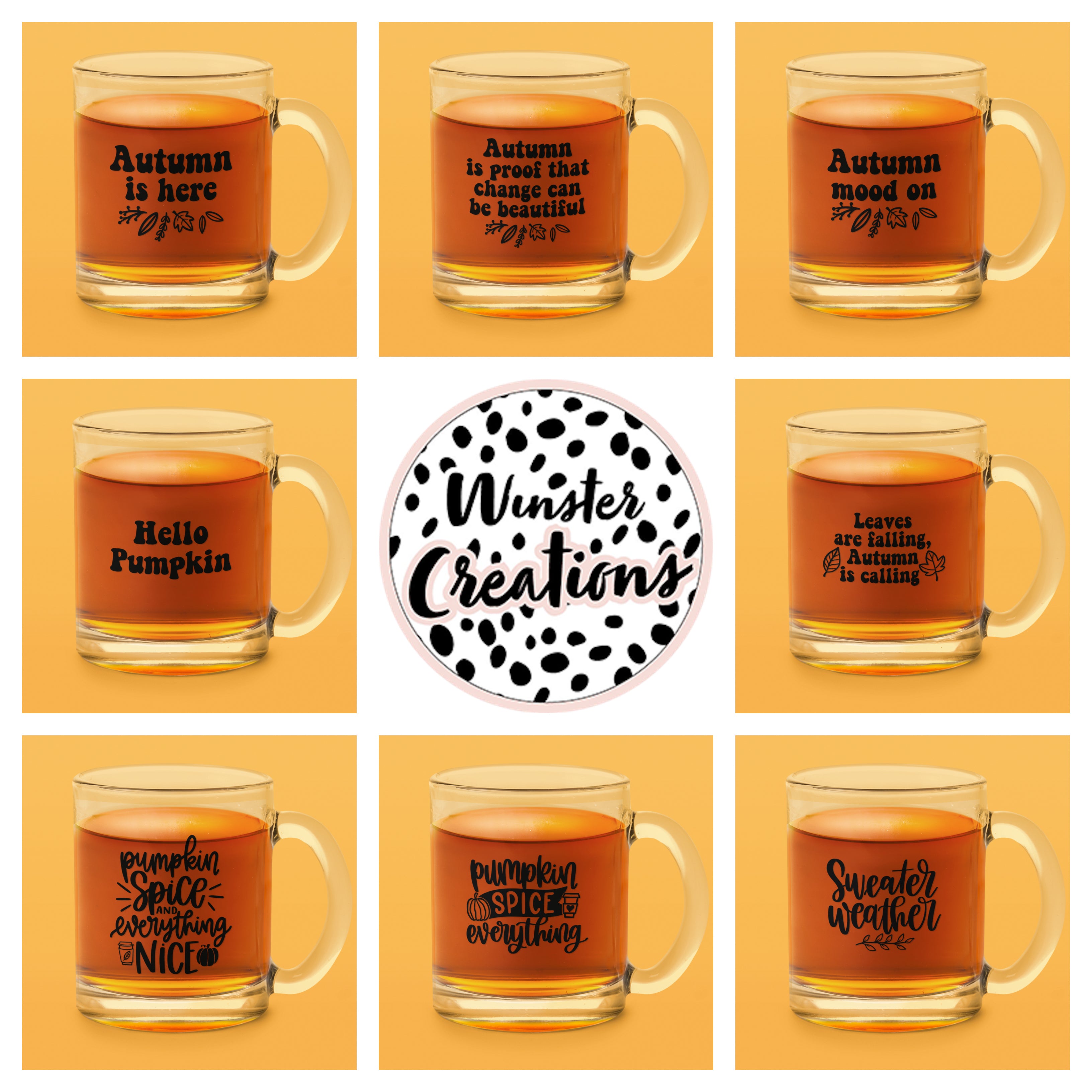 Custom Assorted Designs Autumn DIY Create Own Glass Cup Sticker Labels