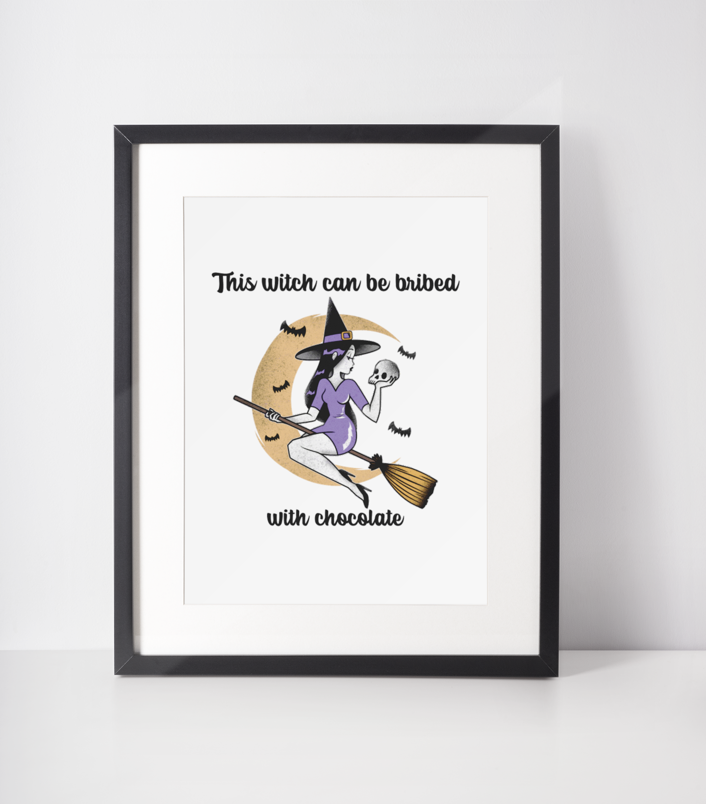 This Witch Can Be Bribed Autumn Halloween Seasonal Wall Home Decor Print