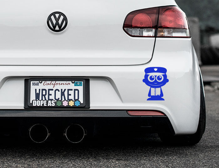 Adorable Policeman Bumper Car Sticker
