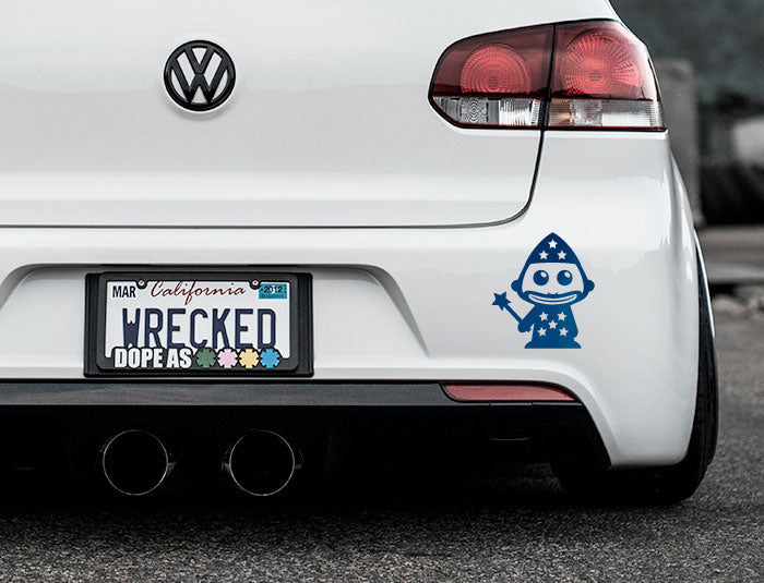 Adorable Wizard Bumper Car Sticker