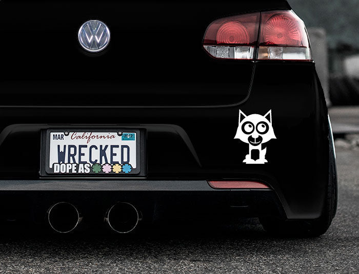 Adorable Wolf Bumper Car Sticker