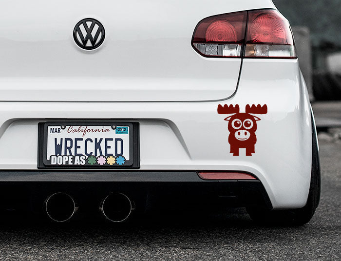 Adorable Moose Bumper Car Sticker