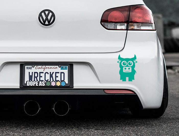 Adorable Bull Bumper Car Sticker