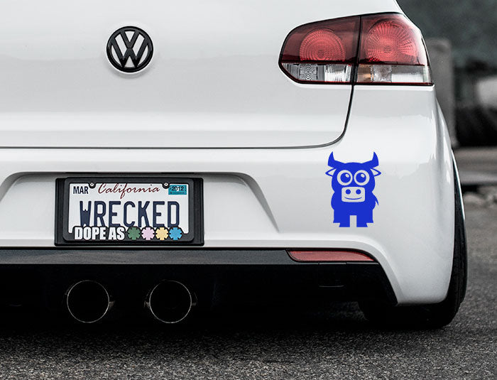 Adorable Bull Bumper Car Sticker