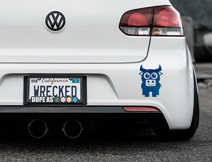 Adorable Bull Bumper Car Sticker