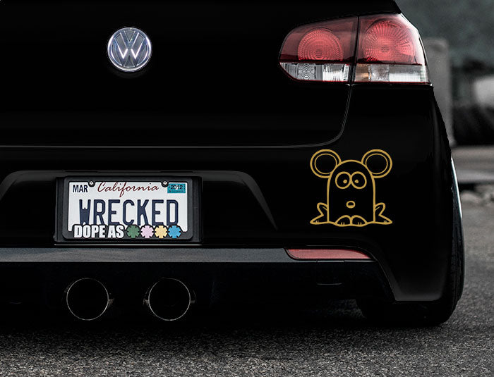 Funny Cartoon Mouse Bumper Car Sticker