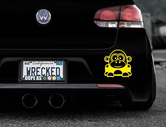 Funny Cartoon Gorilla Bumper Car Sticker