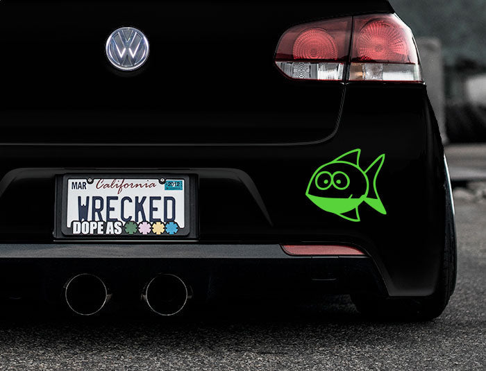 Funny Cartoon Fish Bumper Car Sticker